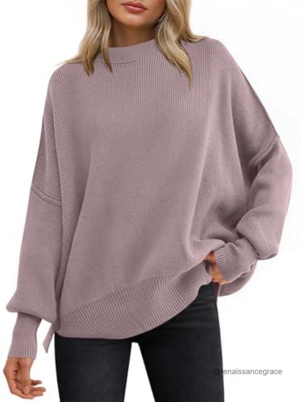 Womens Oversized Chunky Ribbed Knit Pullover Sweater Batwing Sleeve